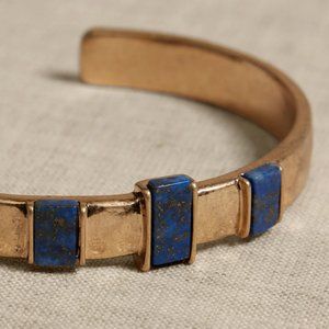 Banana Republic Lapis Cuff Gold Bangle Bracelet